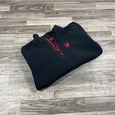 SPYDER 1/4 Zip Long Sleeve Dark Blue Fleece Pullover Jacket Boy's Size Medium