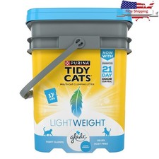Lightweight Clumping Cat Litter Odor Control Ammonia Blocker Low Dust Pail 17lb