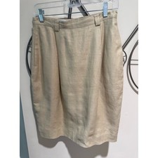 Liz Claiborne Collection Classic Beige Women's 100 Linen Skirt Size 10