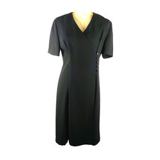 Leslie Fay Women's Black Dress Size 8 Vtg Retro Career Shift