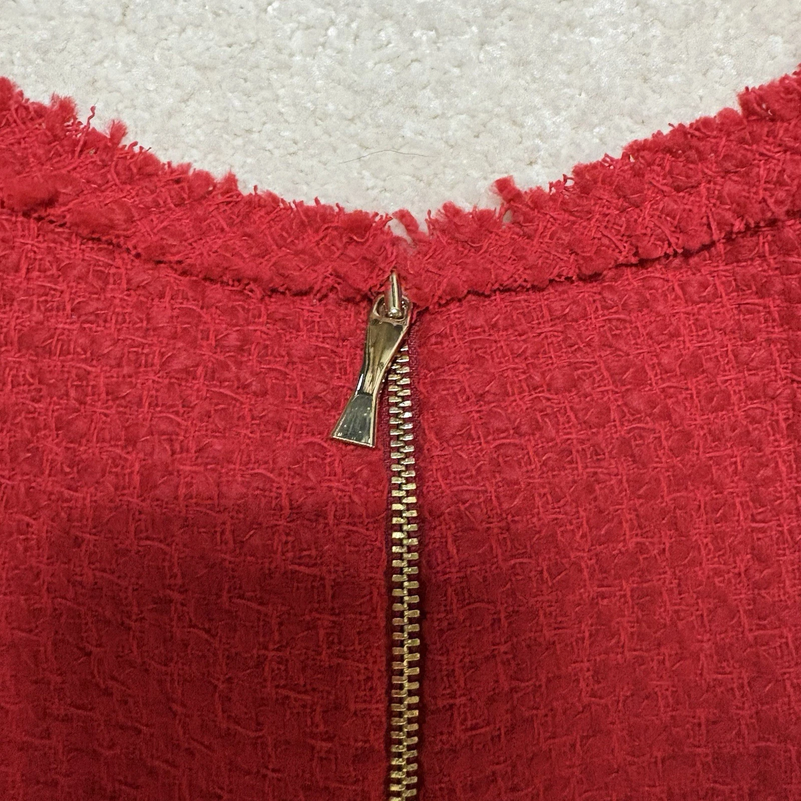 Abito rosso Kate Spade in tweed con fiocco taglia 8 Holiday