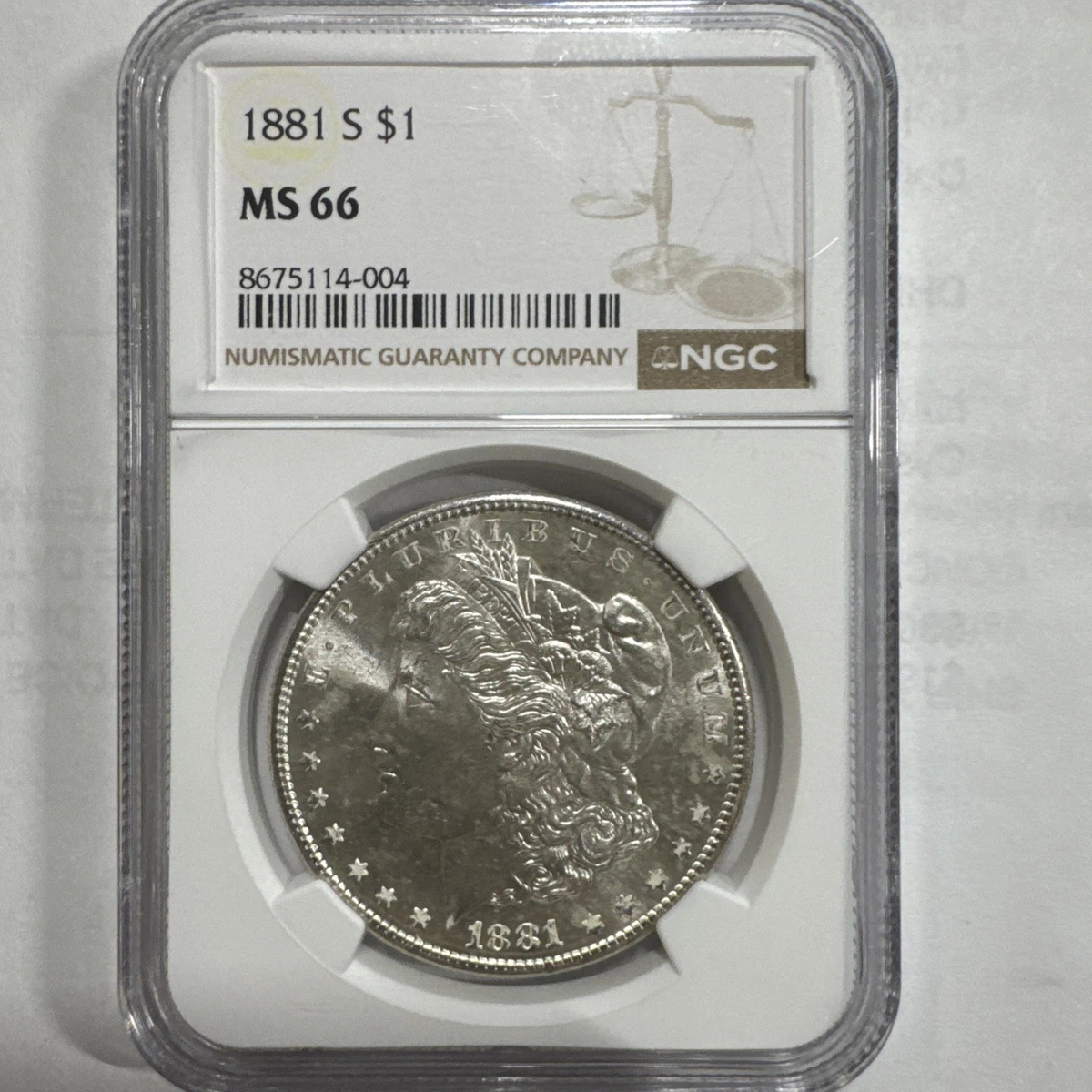NGC Grade MS 66 1881 Year Morgan US Dollars (1878-1921) for sale