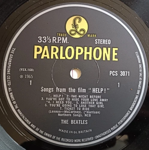 Beatles LP Help UK Parlophone Stereo 1968 Press PO/3 PO/3 INCREDIBLE COPY
