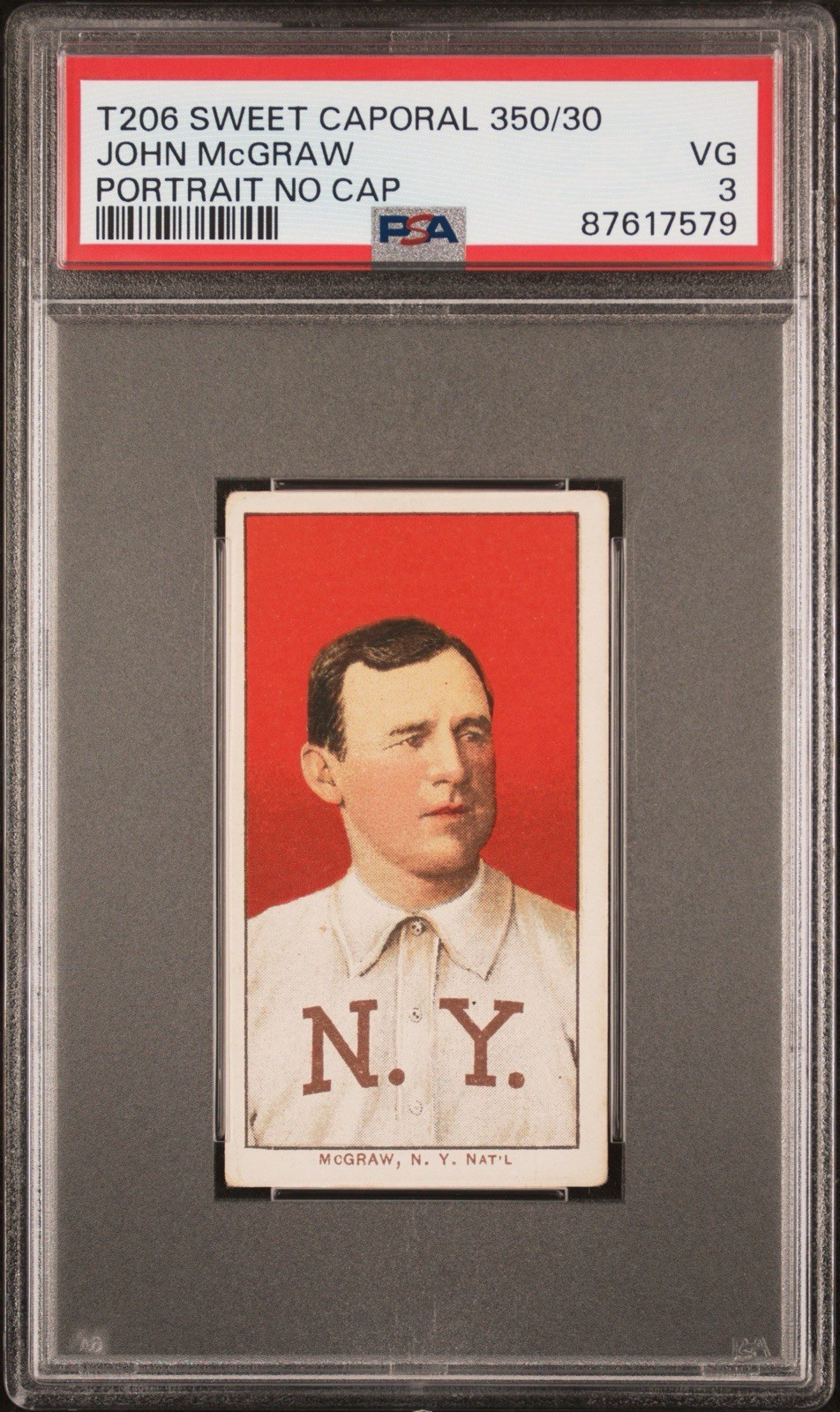T206 Sweet Caporal 350/30 John McGraw Portrait No Cap Centered!