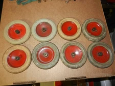 8 A C Gilbert Erector "DM" Wheels w/Tires, Late 1920's, Original