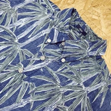 Reyn Spooner Pullover Hawaiian Shirt Mens Medium Blue Reverse Print Aloha Bamboo