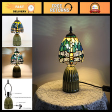 Stained Glass Mushroom Table Lamp - 6x6x12.5 Inch Yellow Dragonfly Accent Light