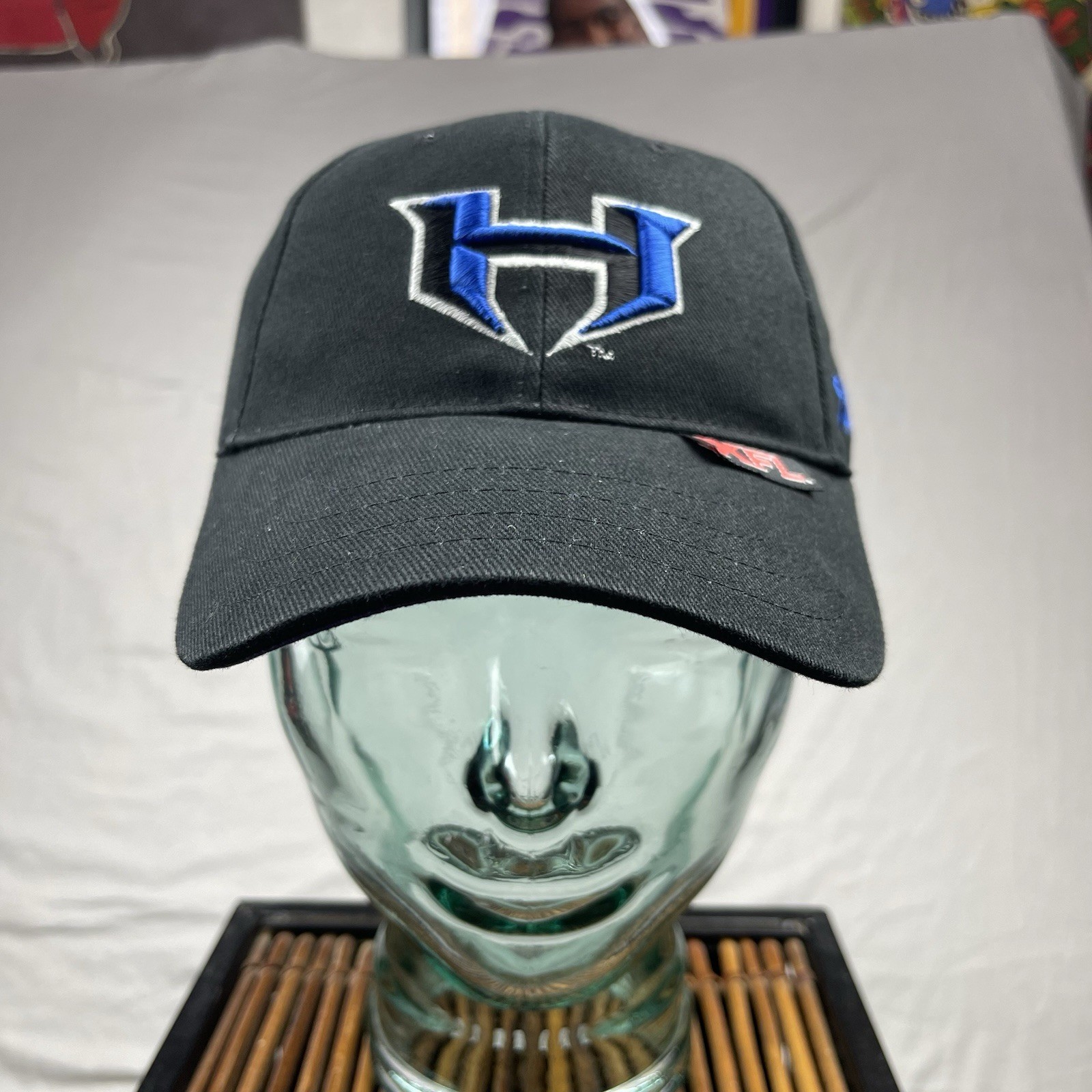 New York New Jersey Hitmen Hat Cap Mens Fitted Stretch Black XFL Drew Pearson