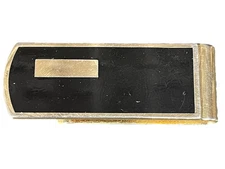 Colibri Black & Gold Tone Money Clip Made in USA Onyx 2.25" x 0.75" Vtg Gift