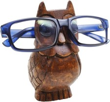Hand Carved Wooden Eyeglass Spectacle Holder Stand, Desk D cor - Owl Small