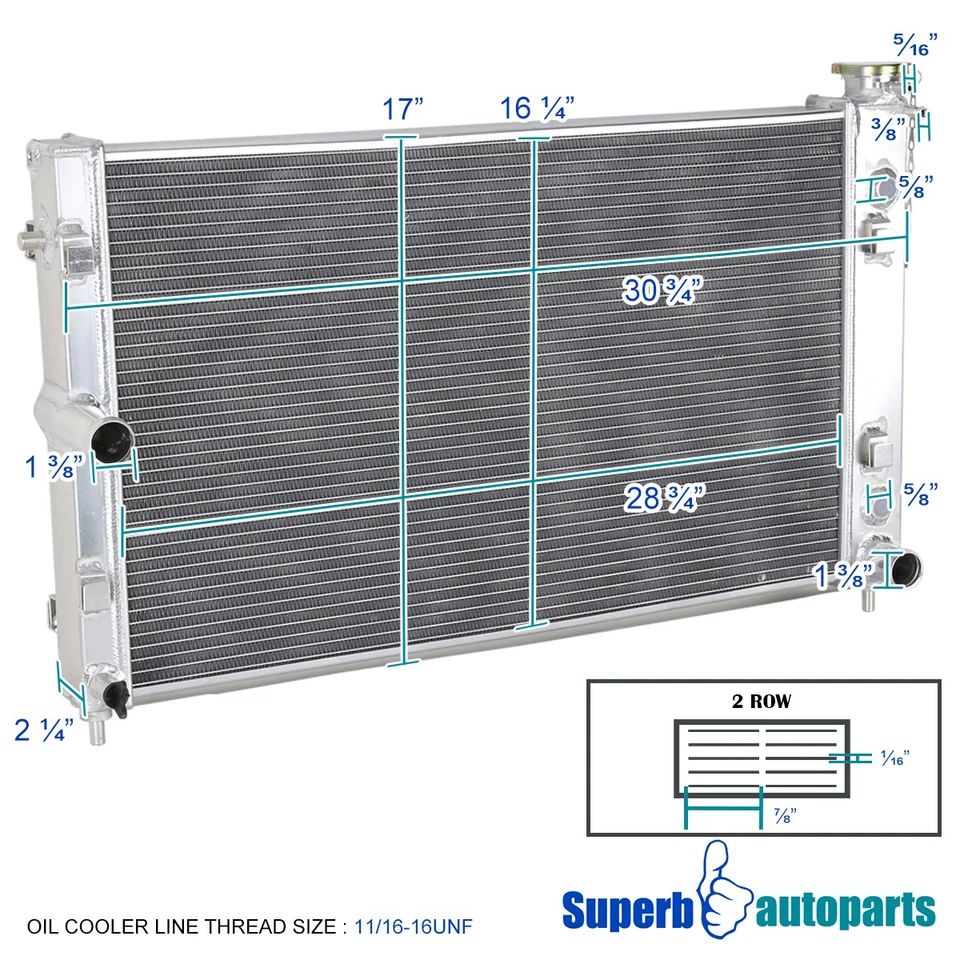 Fits 2005-2006 Pontiac GTO 6.0L V8 2 Row Aluminum Performance Cooling Radiator Foto 4 de 4