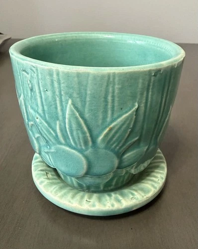 Vintage McCoy Sand Dollar Planter With Saucer