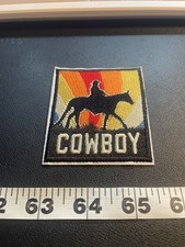 Cowboy On Horse Sunset Square Iron On Patch 3 x 2.5 Jacket Backpack Hat