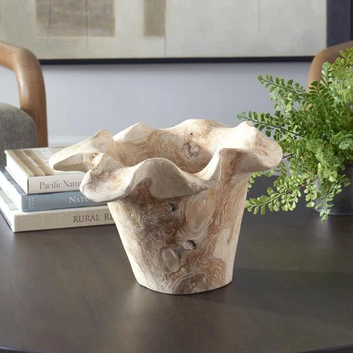 Uttermost 17135 Teak Flow White-Washed Teak Wood Outdoor Bowl - Picture 7 of 7