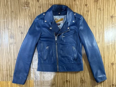 Chaqueta motera Schott NYC Perfecto piel de cordero cuero talla L color azul hecha en EE. UU. DE COLECCIÓN - Imagen 1 de 4