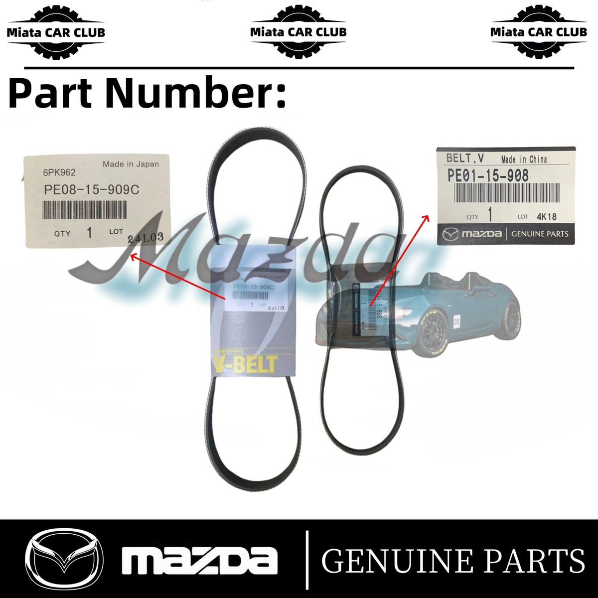 Genuine Mazda 2012-2022 CX-5 CX-3 Mazda3 V-Belt Kit 2.0L Gasoline