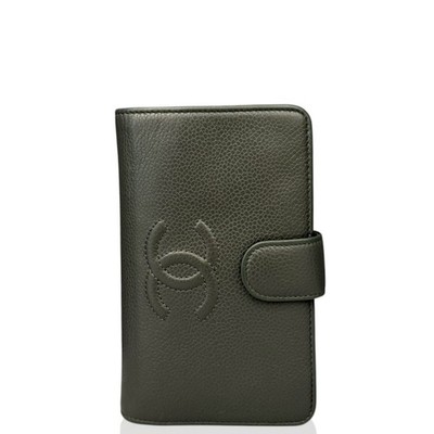 Chanel Compact Wallet Dark Green Grained Calfskin (mx040126b8)