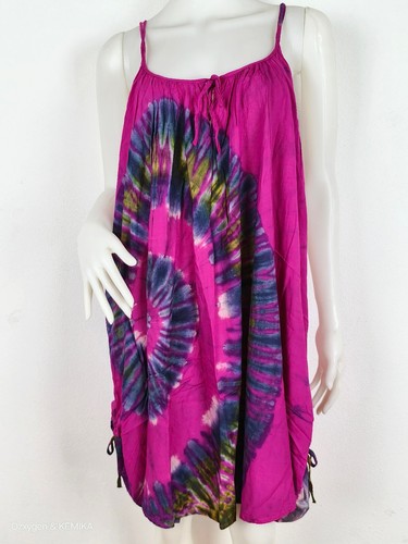Ladies Tie Dye Double Straps Dress Spiral Sundress Bohemian Peasant Plus Size DB - Picture 40 of 149