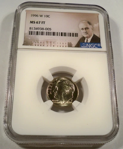 1996-W 10c NGC MS67FT ROOSEVELT DIME MS 67 FT FROM THE UNCIRCULATED MINT SET
