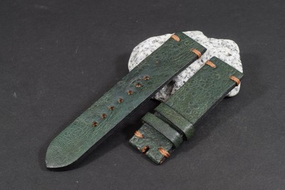 MA WATCH STRAP 22/22 115/75 MM GREEN GENUINE TOAD SKIN LEATHER - 119
