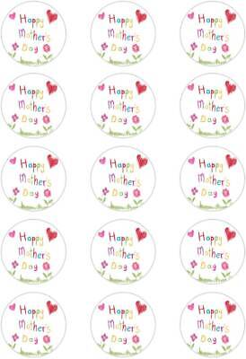 50mm circles Happy Mothers Day;   T6 Cupcake Topper; 15 x 2"