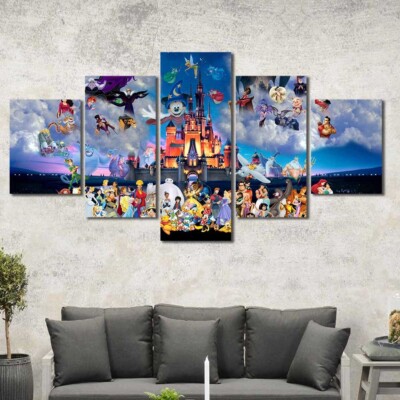 Walt Disney World Characters Multiple Options 3 4 5 Panel Canvas Wall Art Home