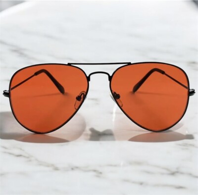 Classic Wire Frame Brown Amber Lens Blue Blocker Driving Outdoor Sunglasses