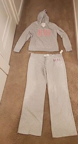 Aeropostale Aero 87 Womens Gray Sweatsuit Set Hoodie Sweatpants Size XL NEW Tags