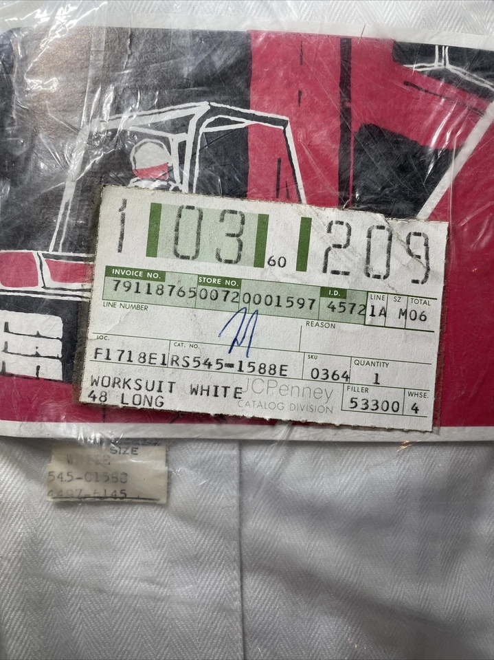 2 Pack Of Vintage JC Penny No Iron Big Mac Worksuits - Size 48L (White) - Image 3 of 4