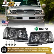 USA BLACK Edition Headlight+Corner 1pc Style For 98-05 Toyota Land Cruiser FJ100