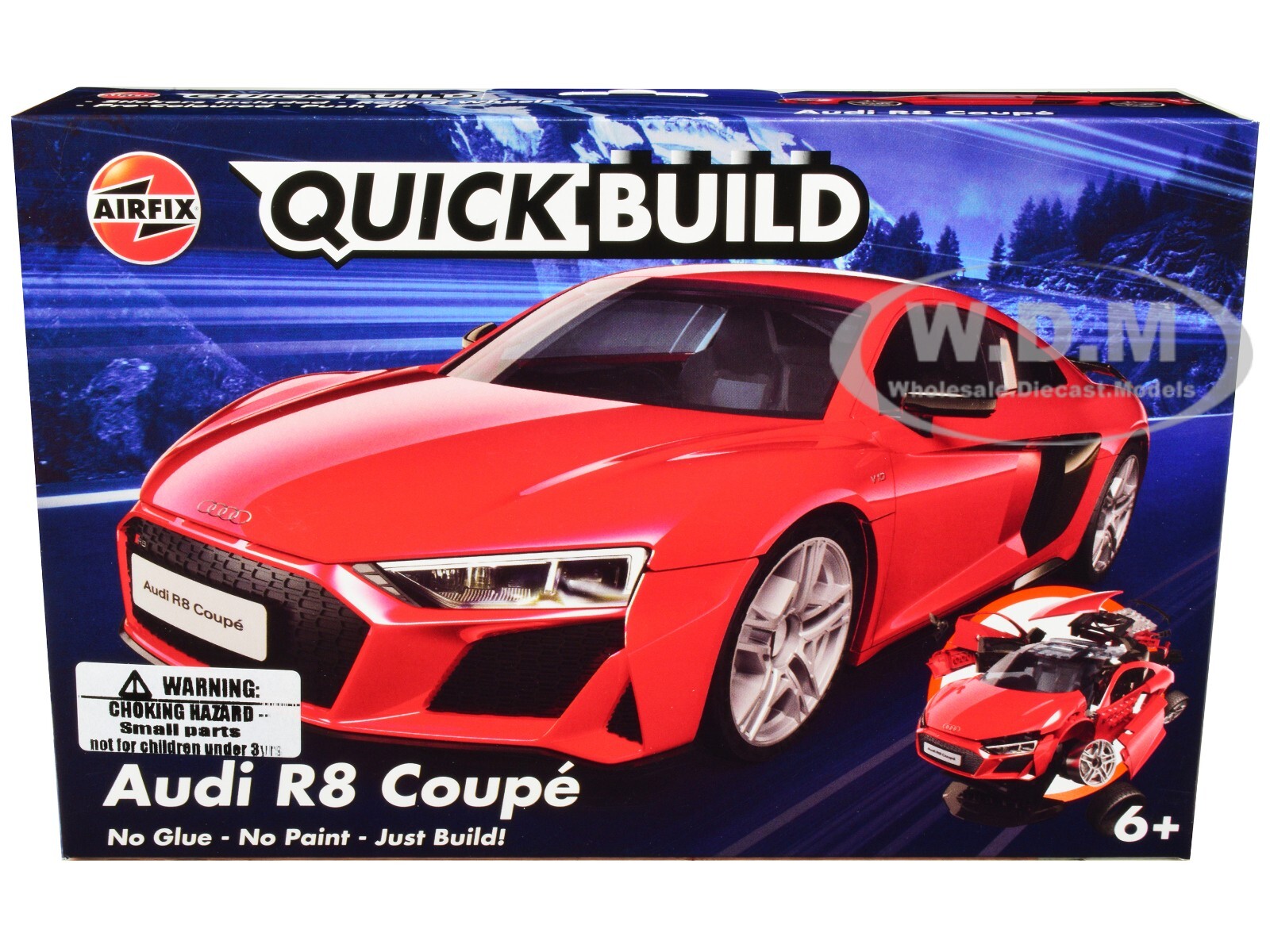 AUDI R8 RED SNAP TOGETHER PLASTIC MODEL CAR KIT BY AIRFIX QUICKBUILD J6049