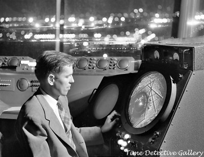 Air Traffic Controller at Radar Console - 1952 - Vintage Photo Print