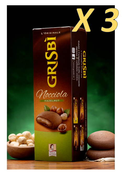 "" MATILDE VICENZI "" Grisbi' Cookies - Cocoa with Cream with Hazel 3X150g