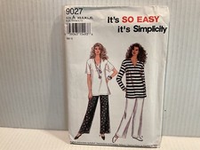 Simplicity 9027 Pullover Top and Pull On Pants Wide Leg Misses XS XL Pattern
