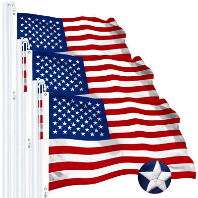 USA American Flag 2.5x4FT 3-Pack Embroidered Spun Polyester By G128