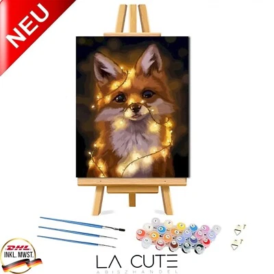 MAALEO Inkl. Leinwand Fuchs Malen nach Zahlen DIY 50x40 cm Pinsel Acrylfarbe