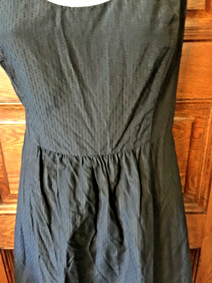 VESTIDO Dobby VINEYARD VINES Negro Algodón y Seda con Cremallera Dorada Trasera, Talla 8 Foto 3 de 4