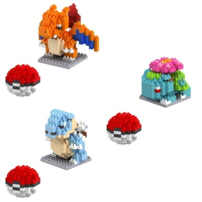 Pokemon 1. Generation Starter Set zum Nachbauen - Steckbausteine & Anleitung