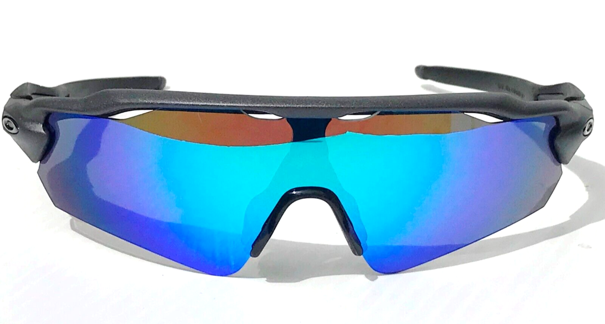 NEW Oakley RADAR EV PATH Steel Grey POLARIZED Galaxy Blue Lens