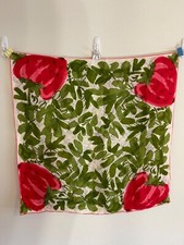 Vtg VERA NEUMANN Scarf Strawberries and Leaves 60 Rayon 40 Silk