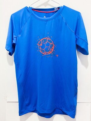 Boys ADIDAS Climacool Blue Size XL 15-16y Short Sleeve Poly