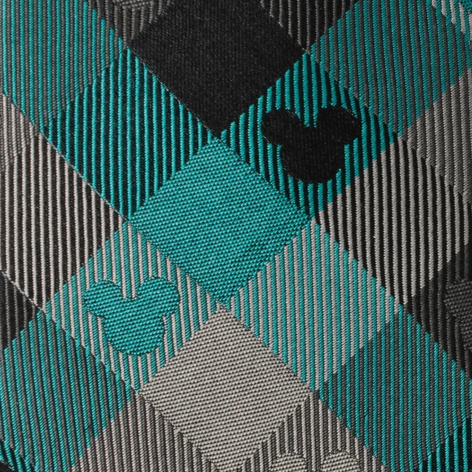 Corbata para hombre Disney Mickey Mouse Silhouette verde azulado a cuadros Foto 4 de 4