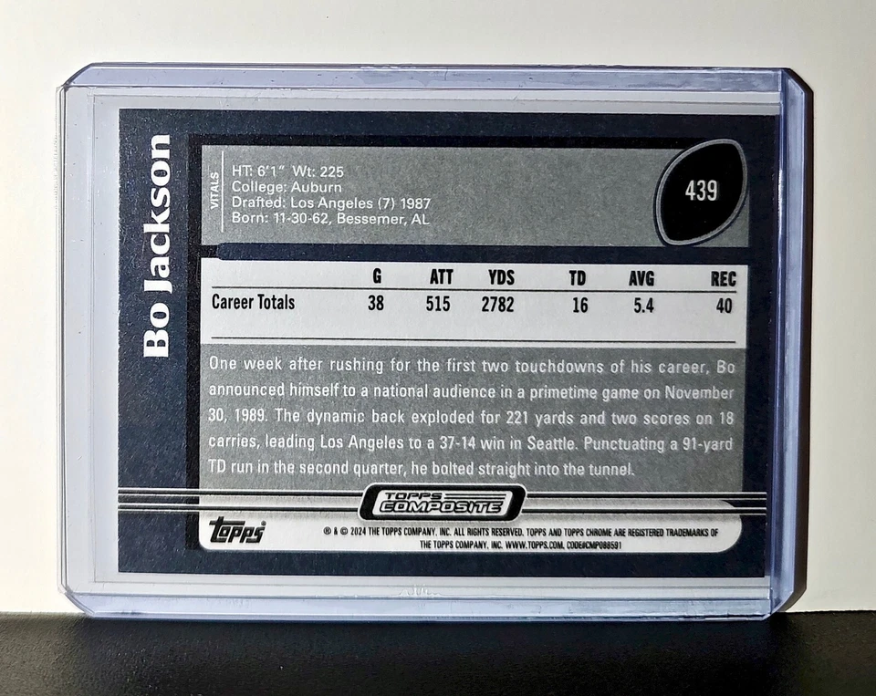 Bo Jackson 2023 Topps NFL #439 Card Los Angeles Raiders - Image 2 of 2
