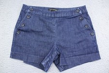 Banana Republic Shorts Womens 26 Blue Mid Rise Button Up Chambray Flat Front