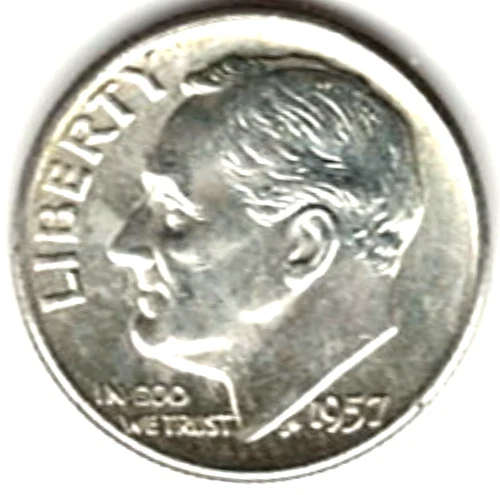 1957 ROOSEVELT DIME in BRILLIANT UNCIRCULATED CONDITION stk R-51