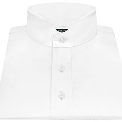 Men Evening Wedding High Stiff Stand Clerical Imperial Collar White Cotton Shirt