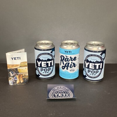 Lot of 3 Yeti Aluminum Stash Can 12oz Blue Rare Air Pop Top Storage J1