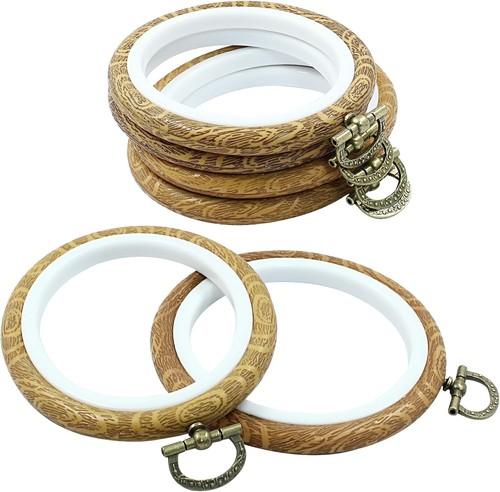 6 Pieces 4 Inch Embroidery Hoops, Imitated Wood Cross Stitch Hoop Ring Oval &... - Picture 4 of 6