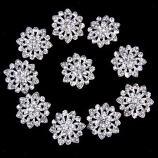 10x Crystal Diamante Pearl Flower Buttons Sewing Craft Embellishment 22mm