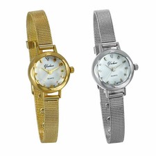 Women's Stainless Steel Mesh Band Cubic Zircon Dial Quartz Analog Wrist Watches